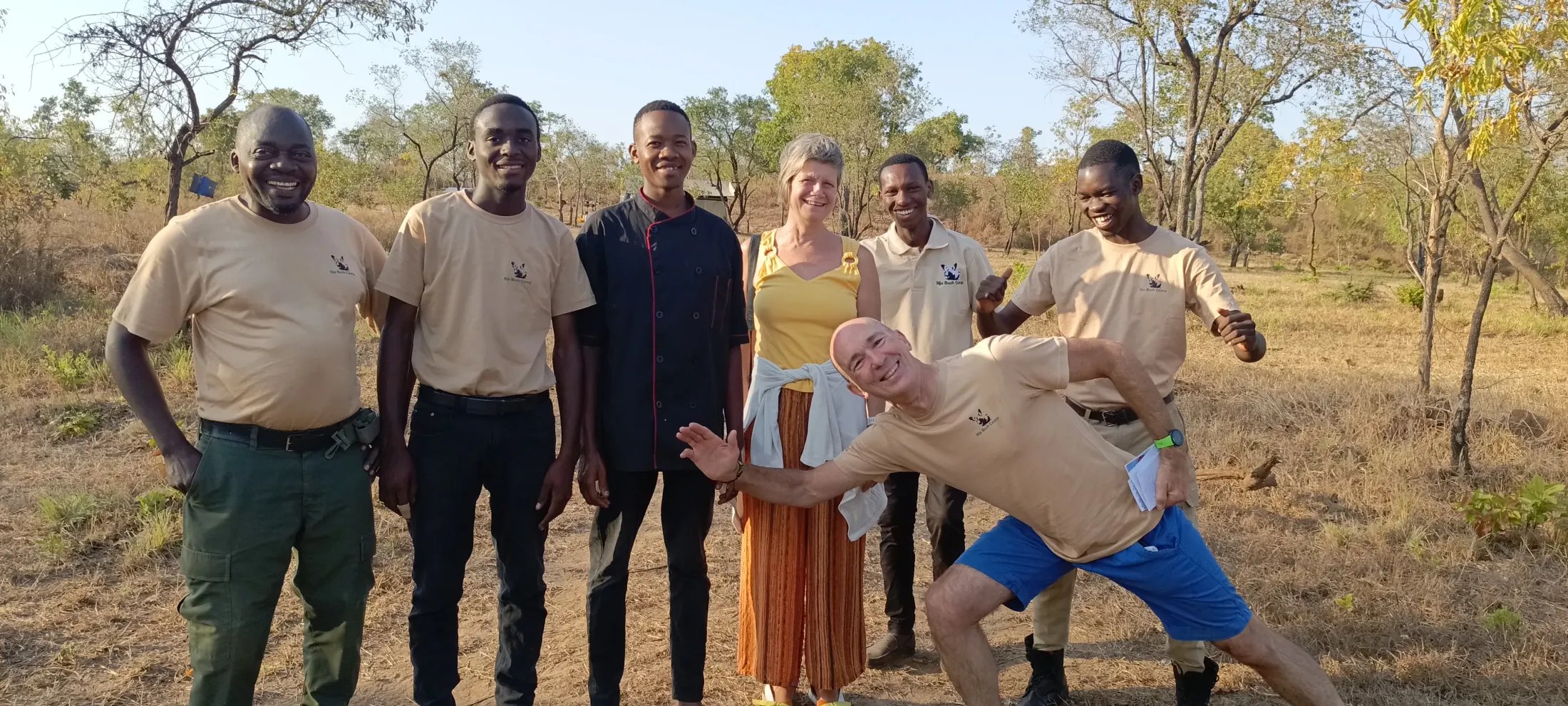 The Nje Bush Camp team posing together in the bush